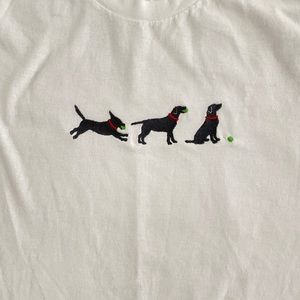 Black Lab with ball Embroidered t-shirt